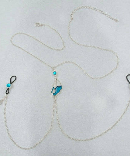 Sylvie Monthulé Breast Collar Blue Butterfly Wings Design Silver Sylvie Monthulé Breast Collar Blue Butterfly Wings Design Silver - Pleasurements