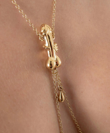 Breast Necklace Penis Sculpture Goud Sylvie Monthulé Breast Necklace Penis Sculpture Design Gold - Pleasurements