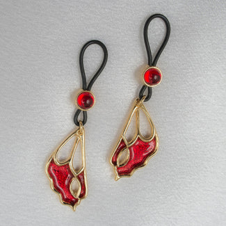 Breast Dual Butterfly wings Design in Goud Sylvie Monthulé Dual Red Butterfly Wings Nipple Design Gold - Pleasurements