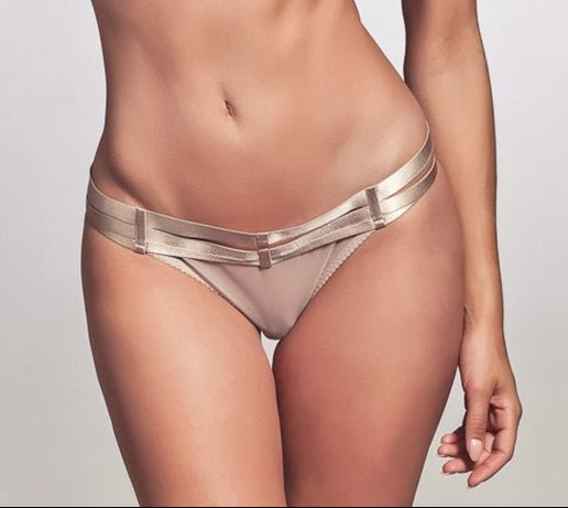 Bordelle Art Deco Multi Strap Thong Caramel - Pleasurements