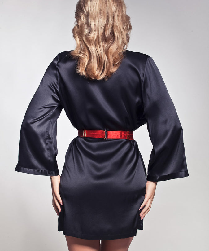 model back marjolaine laser silk kimono dress