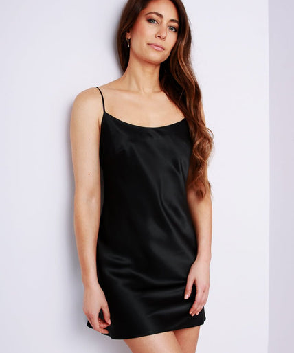 Marjolaine Soie Unie Slipdress Zwart Marjolaine Soie Unie Slip Dress Black - Pleasurements