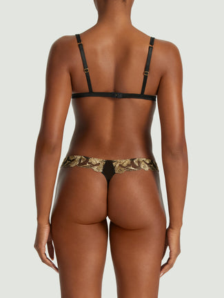 Coco de Mer Oriana Thong in Zwart & Goud