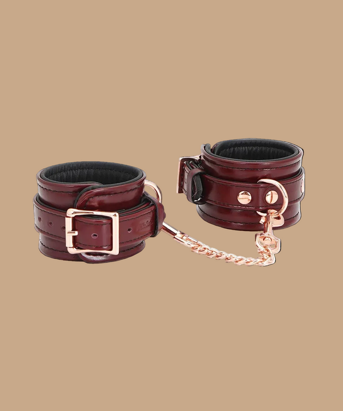 Liebe Seele Leather Wrist Cuffs – Wine Red