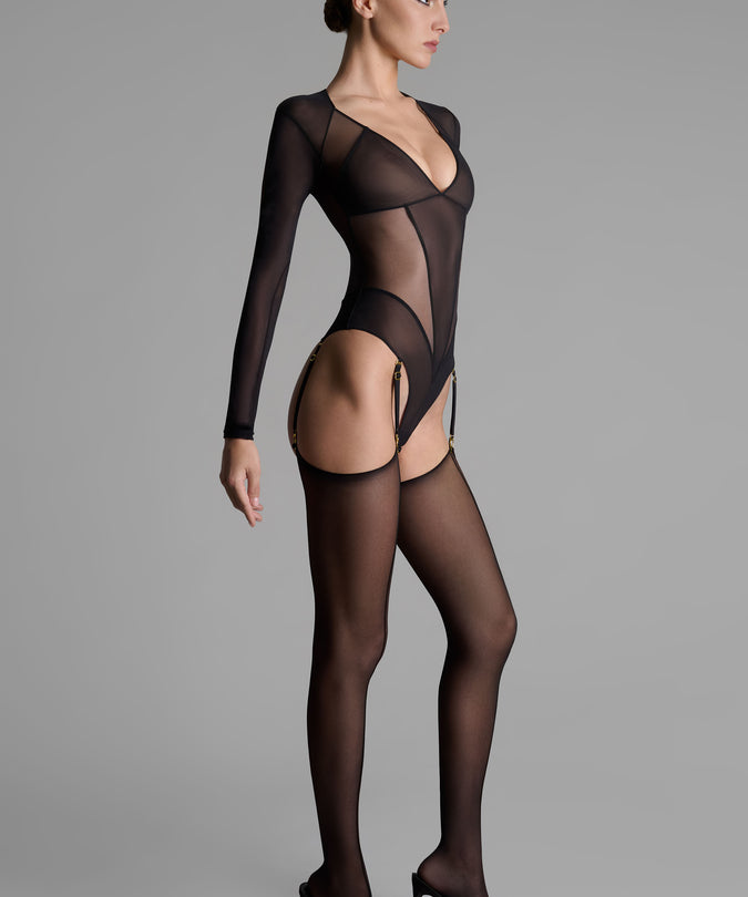 Scandale – L'Amoureuse Long Sleeves Thong Body Black