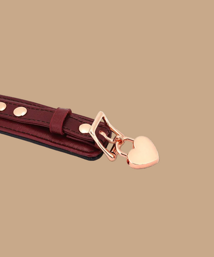 Liebe Seele Luxury Leather Collar with Leash and Lock – Wine Red