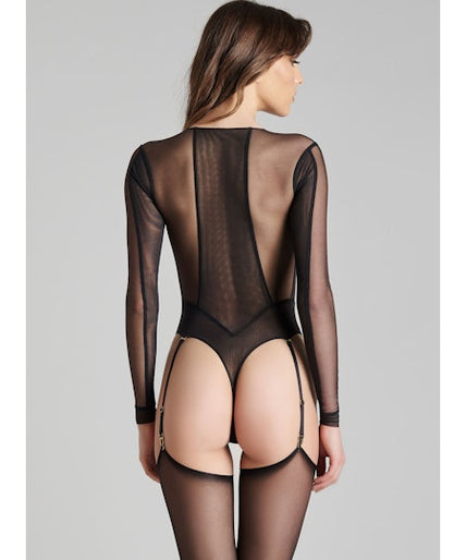 Maison Close L'Amoureuse Bodystring Lange Mouwen Zwarte Dahlia