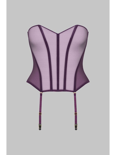 Maison Close L'Amoureuse Corset with Suspenders Purple Orchid