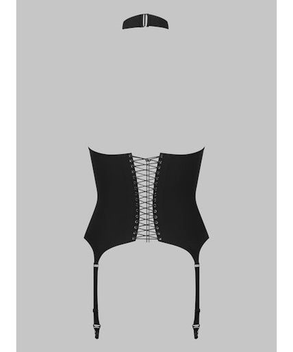 Maison Close Nuit Infinie Collar Top With Suspender in Black