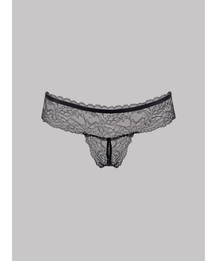 Maison Close Le Petit Secret Openable Thong in Black