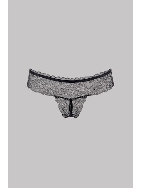 Maison Close Le Petit Secret Openable Thong in Black