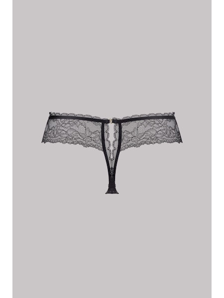 Maison Close Le Petit Secret Openable Thong in Black