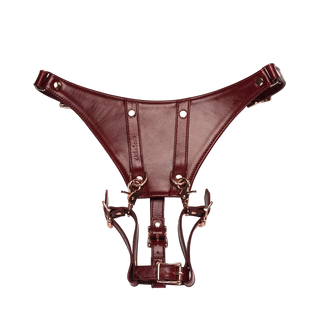 Liebe Seele Deluxe Leather Forced Orgasm Harness Strap – Wine Red