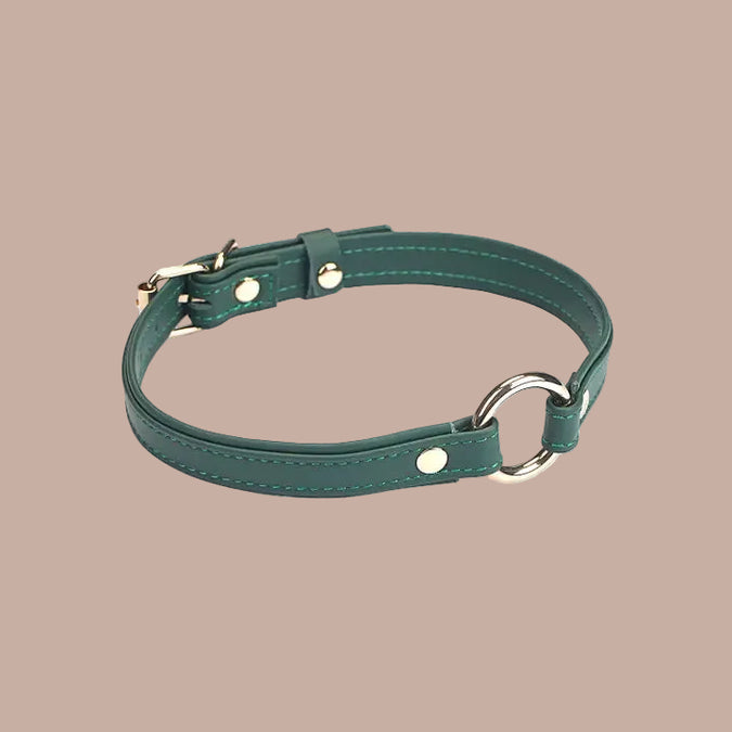 Liebe Seele Heron Leder Mini O-Ring Halsband – Grün