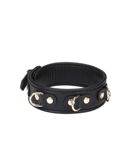 Liebe Seele Dark Secret Leather Collar with Leash – Black
