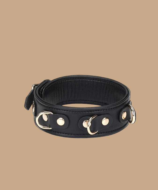 Liebe Seele Dark Secret Leren Halsband met Riem – Zwart