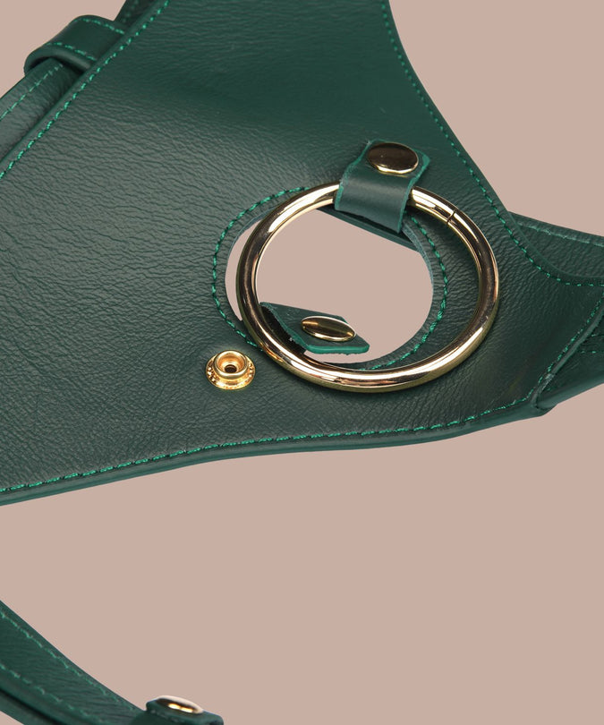 Liebe Seele Cow Leather Deluxe Strap-On Harness – Mossy Chic Green