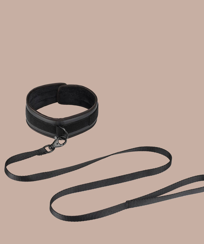 Liebe Seele veganistisch fetisj halsband met riem – zwart