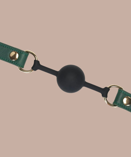 Liebe Seele koeienleer 1,7 inch siliconen ball gag – mosgroen chic