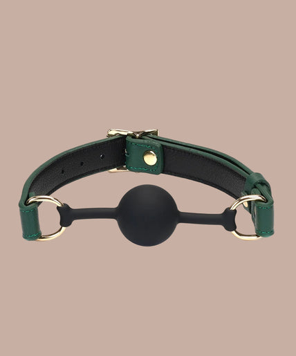 Liebe Seele koeienleer 1,7 inch siliconen ball gag – mosgroen chic