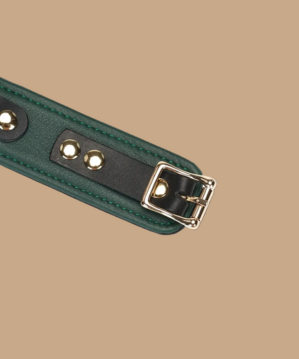Liebe Seele Mossy Chic Leather Collar with Leash – Green