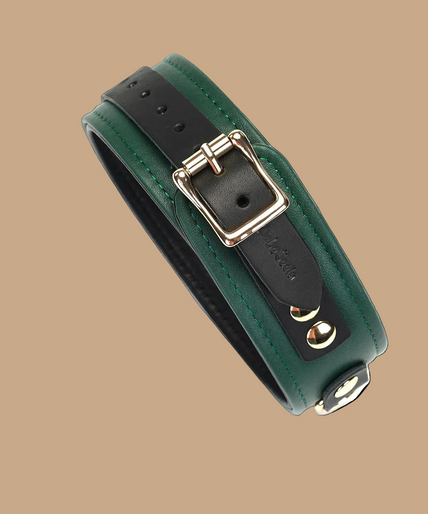 Liebe Seele Mossy Chic Leather Collar with Leash – Green