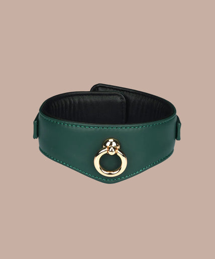 Lieve Ziel Runderleer Gebogen Kraag – Mosgroen Chic