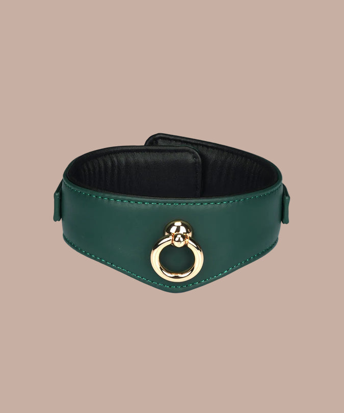 Liebe Seele Cow Leather Curved Collar – Mossy Chic Green