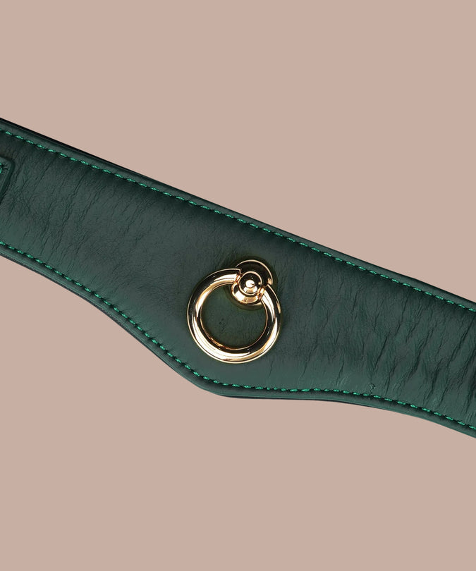 Liebe Seele Cow Leather Curved Collar – Mossy Chic Green