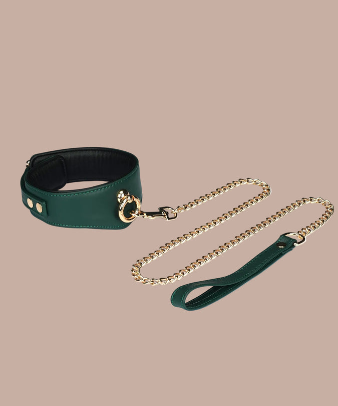 Liebe Seele Cow Leather Curved Collar – Mossy Chic Green