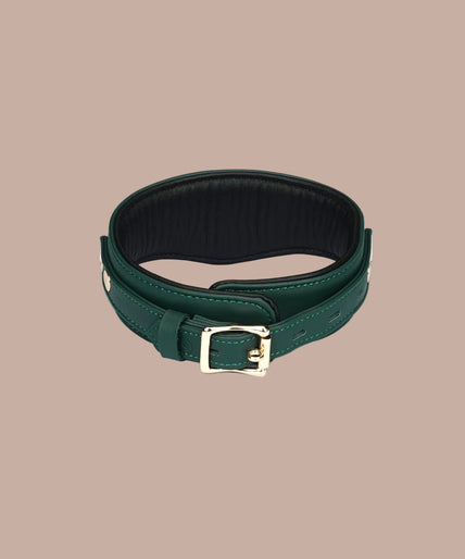 Lieve Ziel Runderleer Gebogen Kraag – Mosgroen Chic