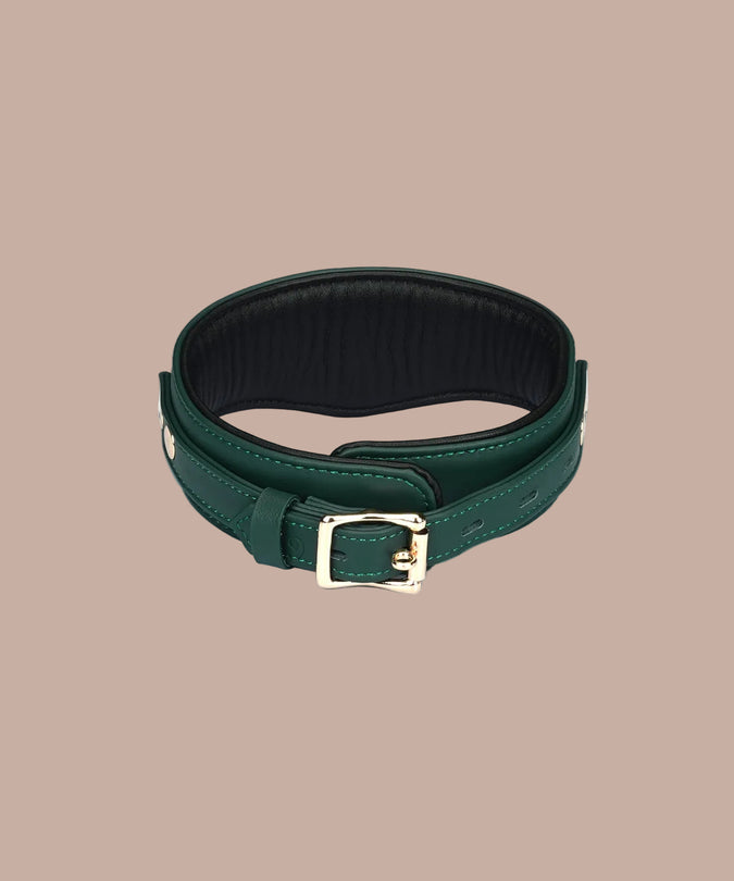 Liebe Seele Cow Leather Curved Collar – Mossy Chic Green