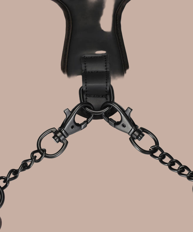 Liebe Seele Vegan Fetish Wrist to Collar Restraint Set – Black