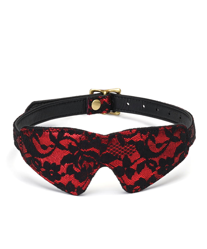 Lieve Ziel Kant en Fluweel Blinddoek – Victoriaanse Tuin Donkerrood
