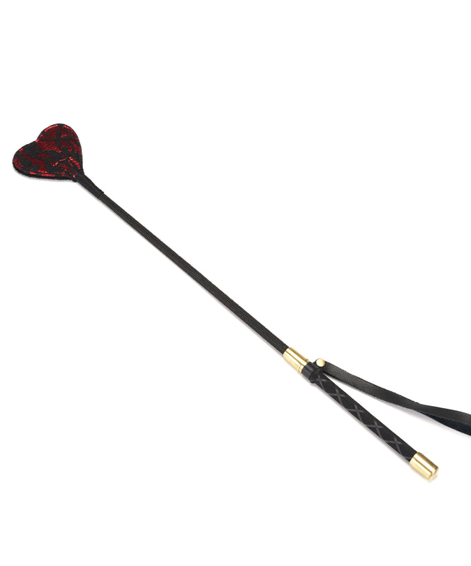 Liebe Seele Lace and Velvet Riding Crop – Victorian Garden Dark Red