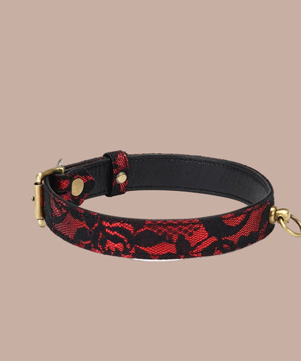Lieve Ziel Lace en PU Choker – Victoriaanse Tuin Donkerrood