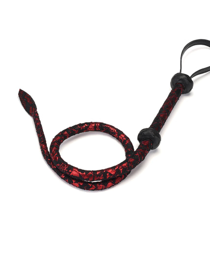 Liebe Seele Lace and PU Bull Whip – Victorian Garden Dark Red