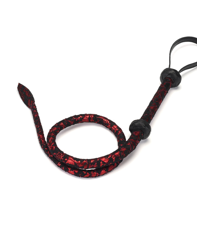 Liebe Seele Lace and PU Bull Whip – Victorian Garden Dark Red