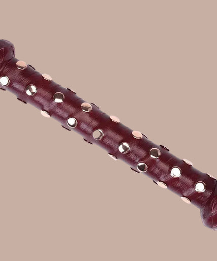 Liebe Seele Heavy Leather Flogger with Studded Handle – Wine Red