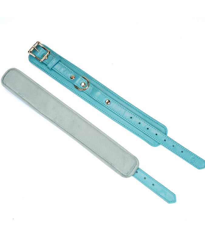 Liebe Seele Siren's Cove Lamb Leather Wrist Cuffs with Velvet Lining – Blue