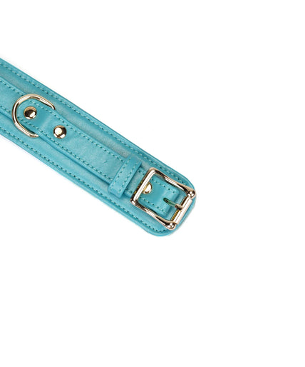 Liebe Seele Siren's Cove Lamb Leather Ankle Cuffs with Velvet Lining – Blue