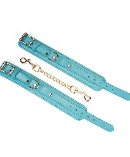 Liebe Seele Siren's Cove Lamb Leather Wrist Cuffs with Velvet Lining – Blue