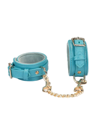 Liebe Seele Siren's Cove Lamb Leather Wrist Cuffs with Velvet Lining – Blue