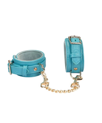 Liebe Seele Siren's Cove Lamb Leather Wrist Cuffs with Velvet Lining – Blue