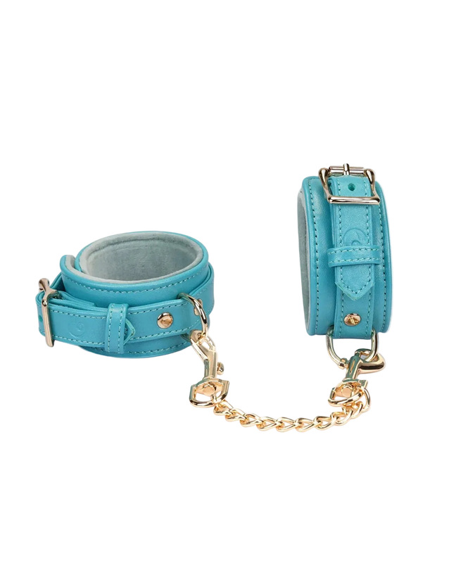 Liebe Seele Siren's Cove Lamb Leather Wrist Cuffs with Velvet Lining – Blue