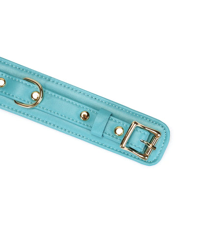Liebe Seele Siren's Cove Lamb Leather Collar with Velvet Lining and Leash – Blue