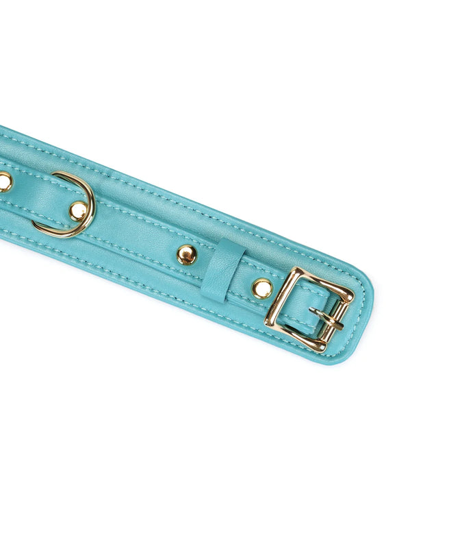 Liebe Seele Siren's Cove Lamb Leather Collar with Velvet Lining and Leash – Blue