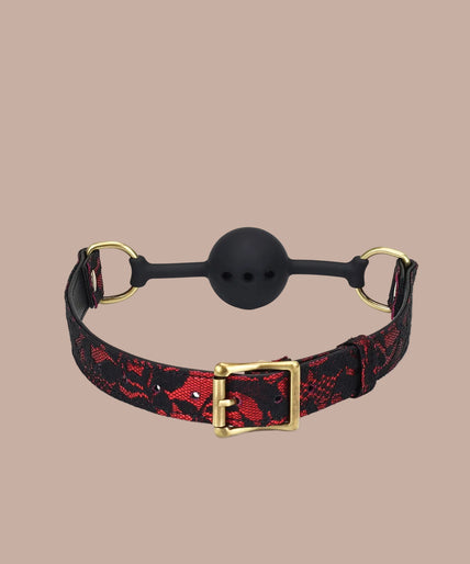 Liebe Seele Ademend siliconen ball gag – Victoriaanse tuin donkerrood