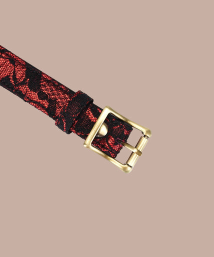 Lieve Ziel Lace en PU Choker – Victoriaanse Tuin Donkerrood