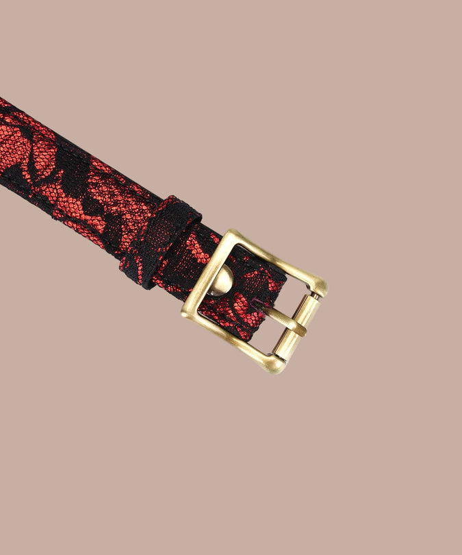 Liebe Seele Lace and PU Choker – Victorian Garden Dark Red
